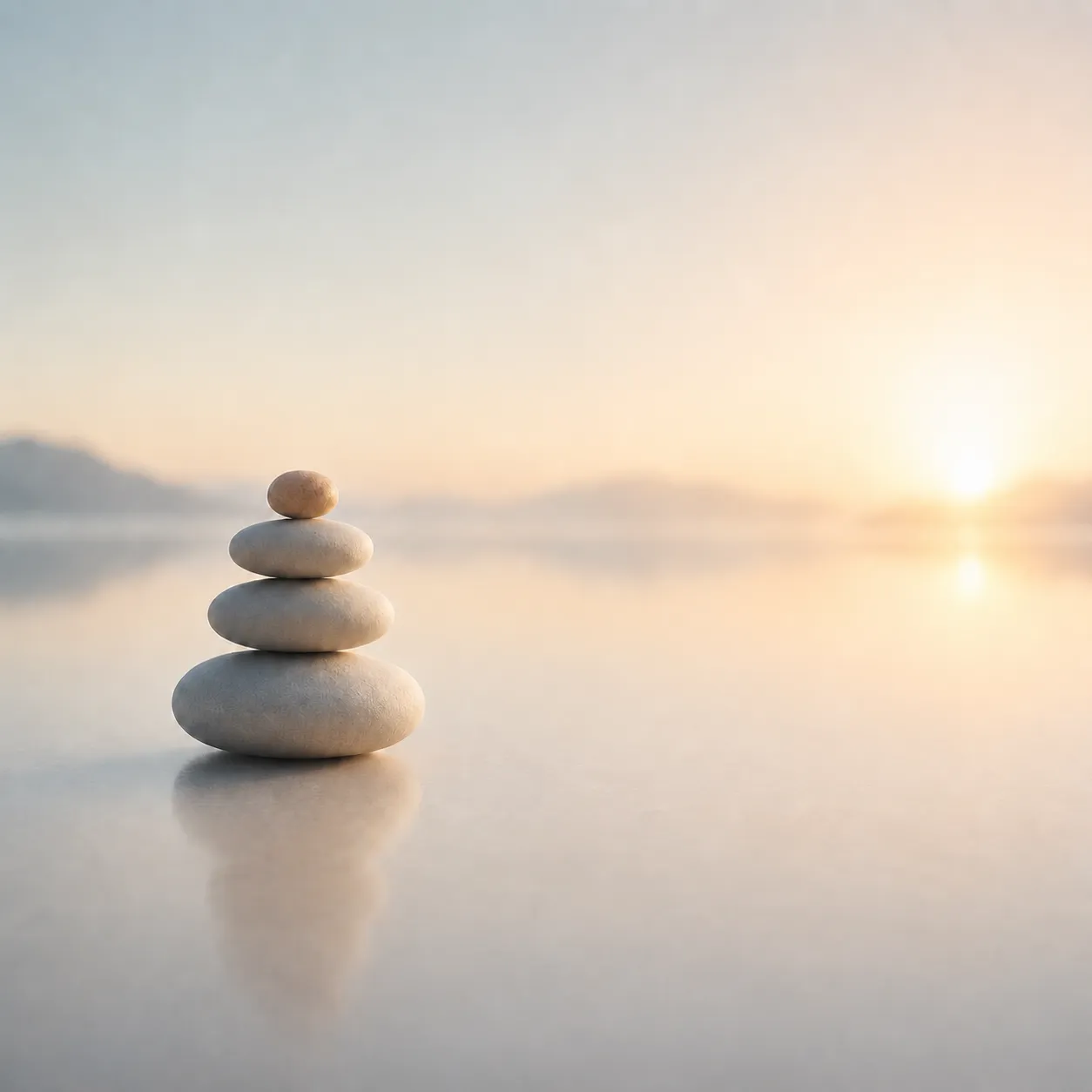 Minimalist balanced stones and sunrise representing tax benefits and financial planning under the 2025 tax law